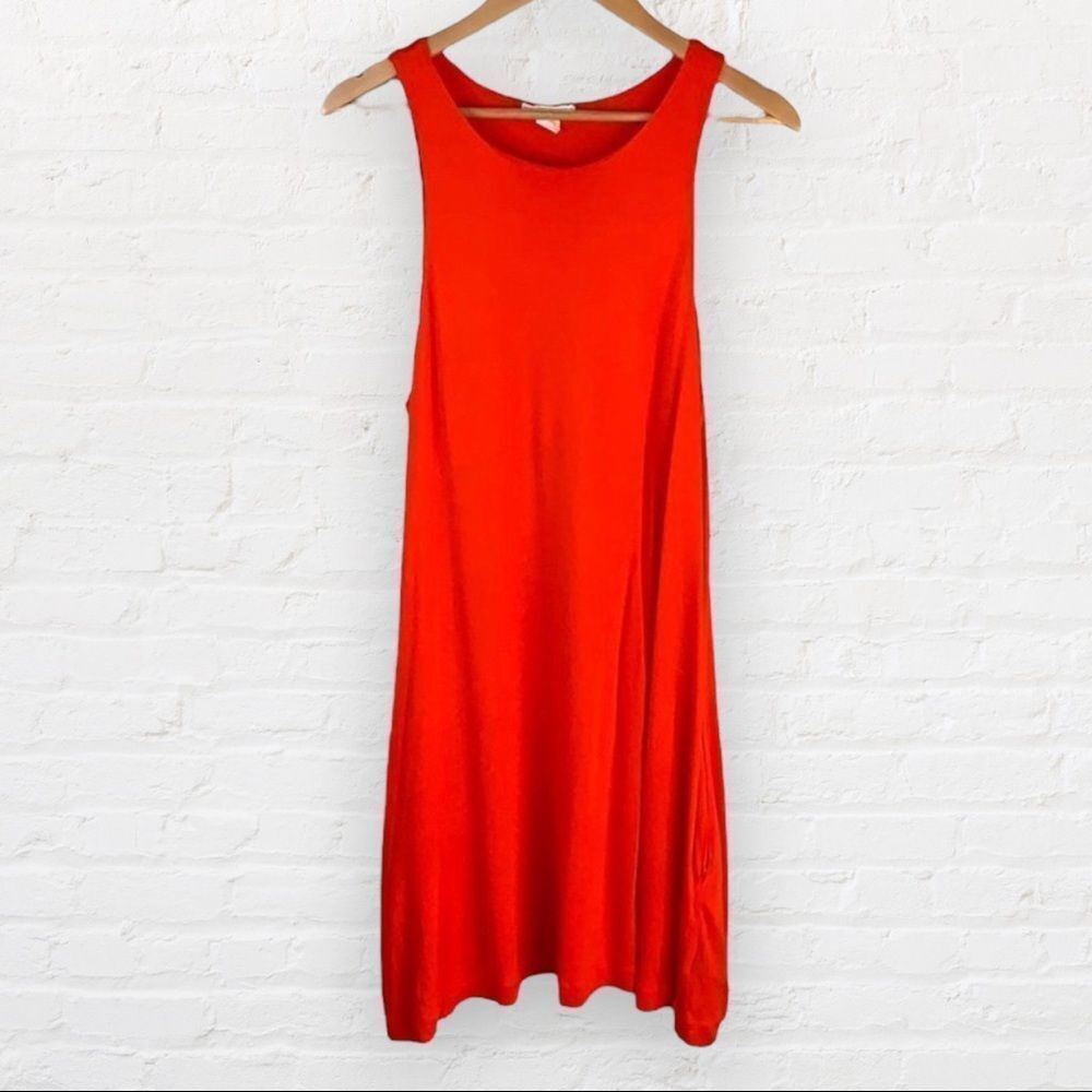 H&M red tank top A-line dress Two side pockets Deep arm opening Lined top Small